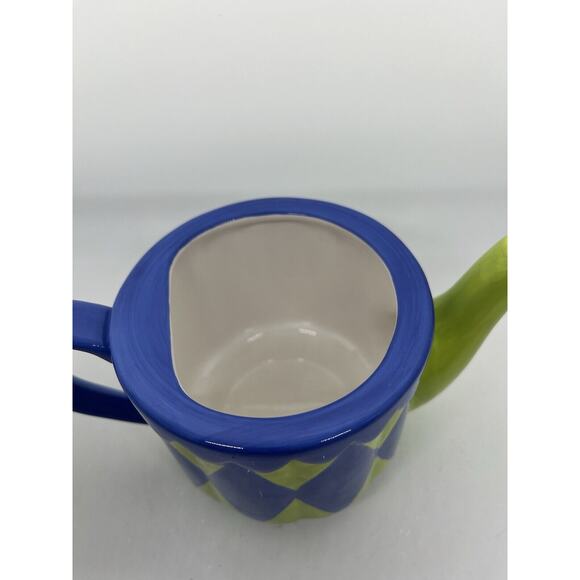 Vintage Chaleur Porcelain Green Blue Striped Tea Pot Sillyware by Delia Heling - Picture 5 of 7